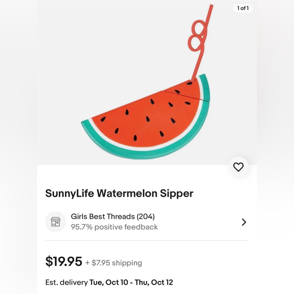 SunnyLife Watermelon Sipper